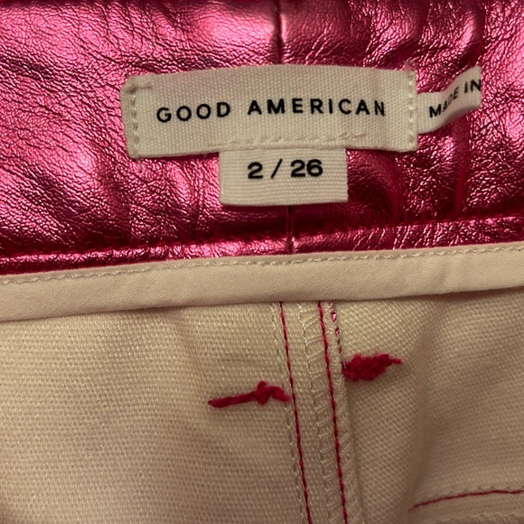 Good American Paige Straight Metallic Pants - Picture 2 of 3